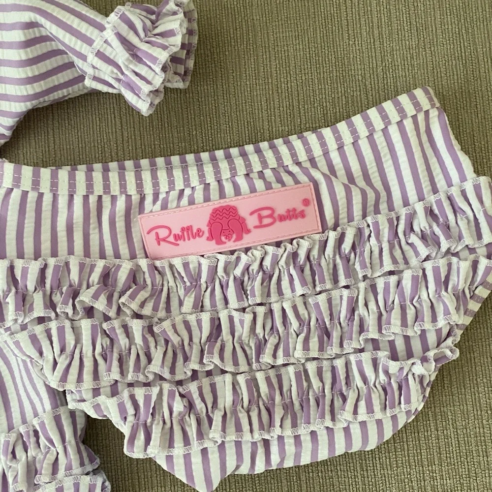 Ruffle Butts Lavender Striped Set
